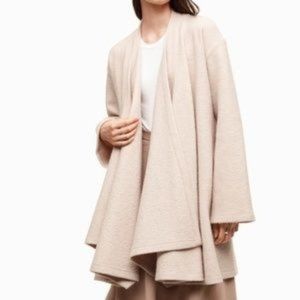 Wilfred Draped Open-Front Coat in Light Beige